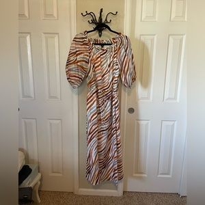 Zebra stripped boatneck midi dress